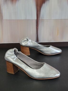 Sol Sana Metallic Silver Block Heel Pumps